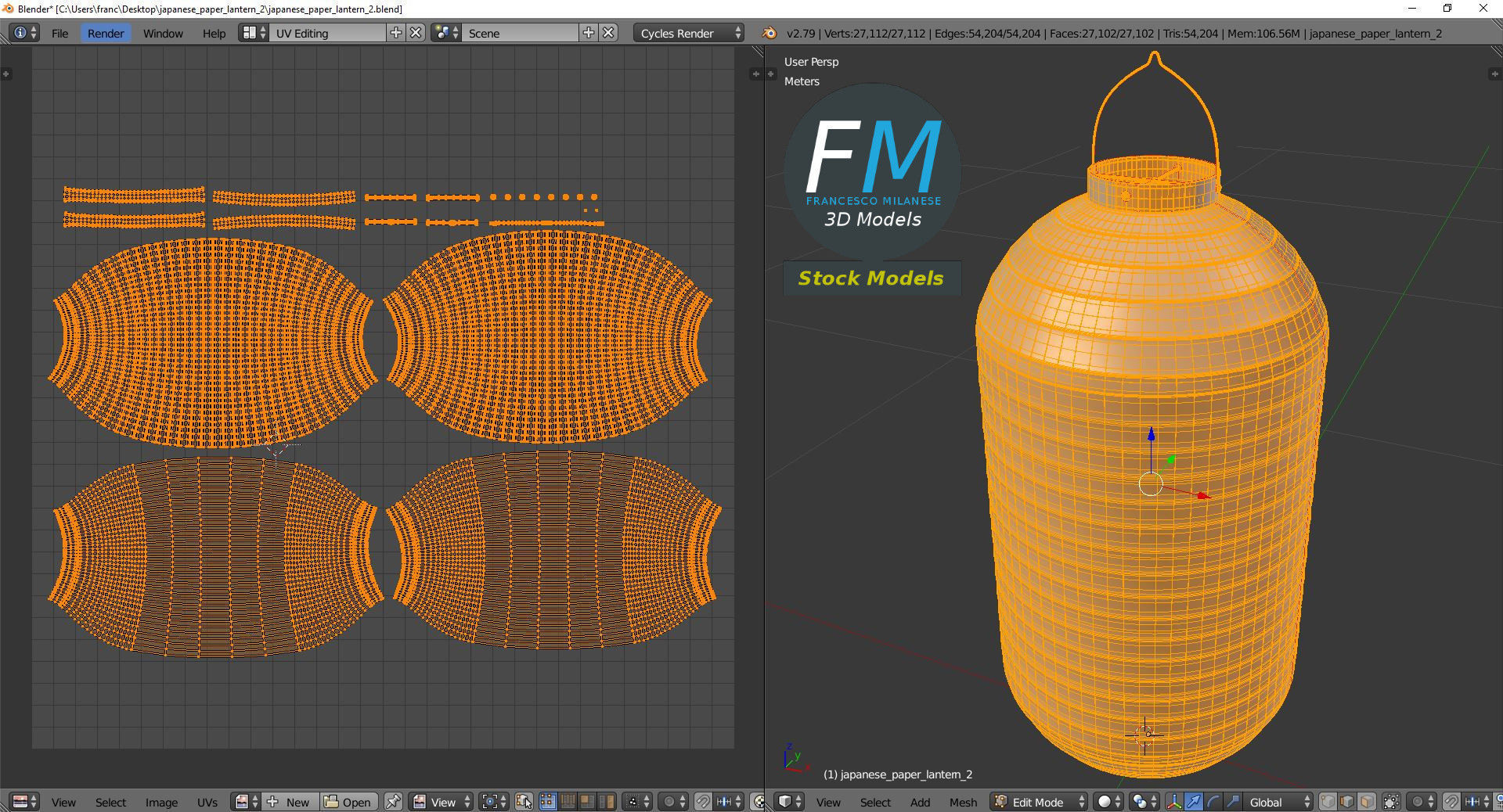 Japanese paper lantern 2 3D model_10