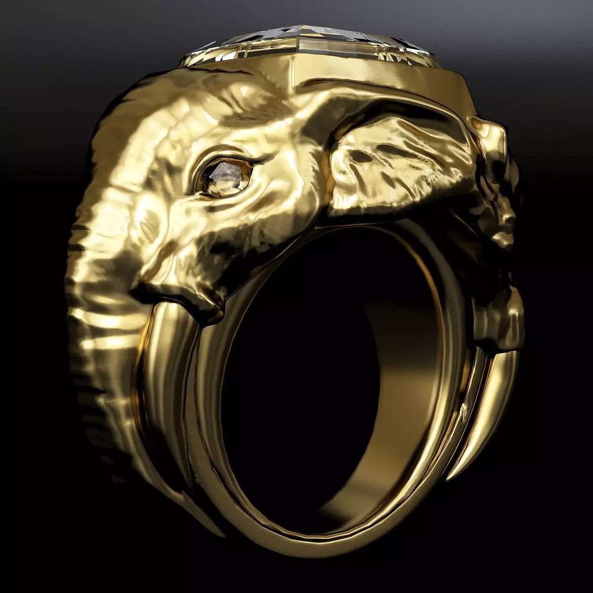 ring lion and elephant Low-poly 3D model_0