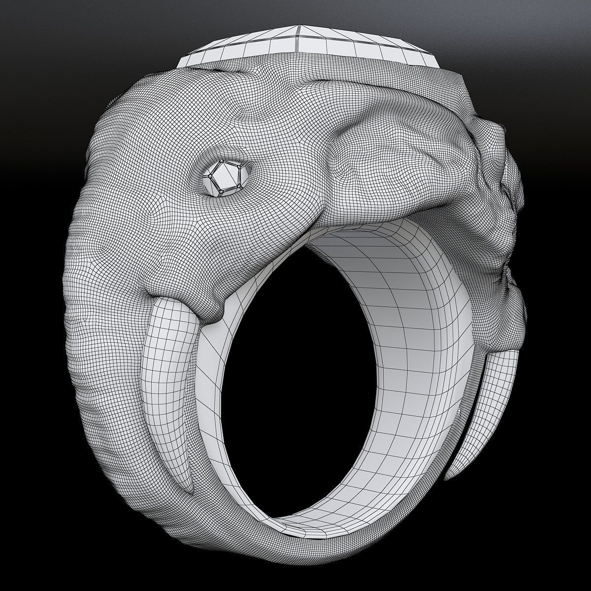 ring lion and elephant Low-poly 3D model_2