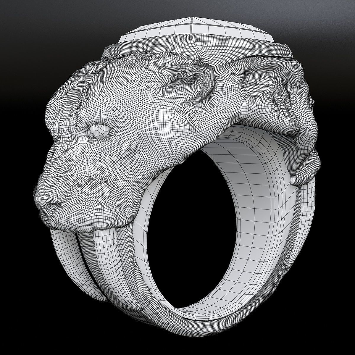 ring lion and elephant Low-poly 3D model_3