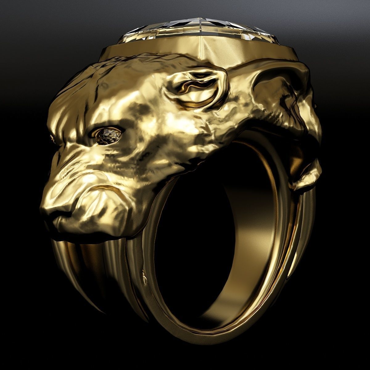 ring lion and elephant Low-poly 3D model_1