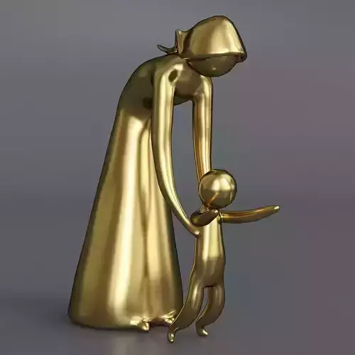  decorative figurine of a woman teaches the child to walk