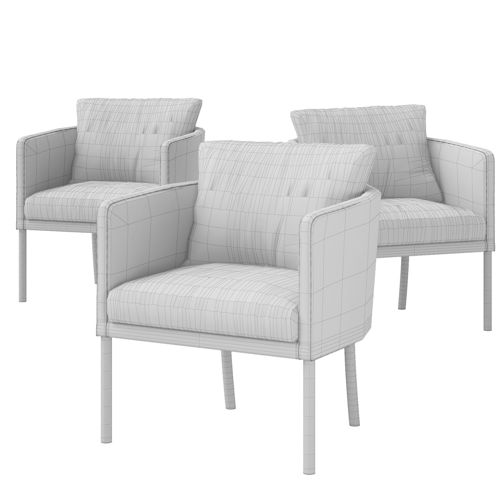 Cafe Soft Armchair Low-poly 3D model_5