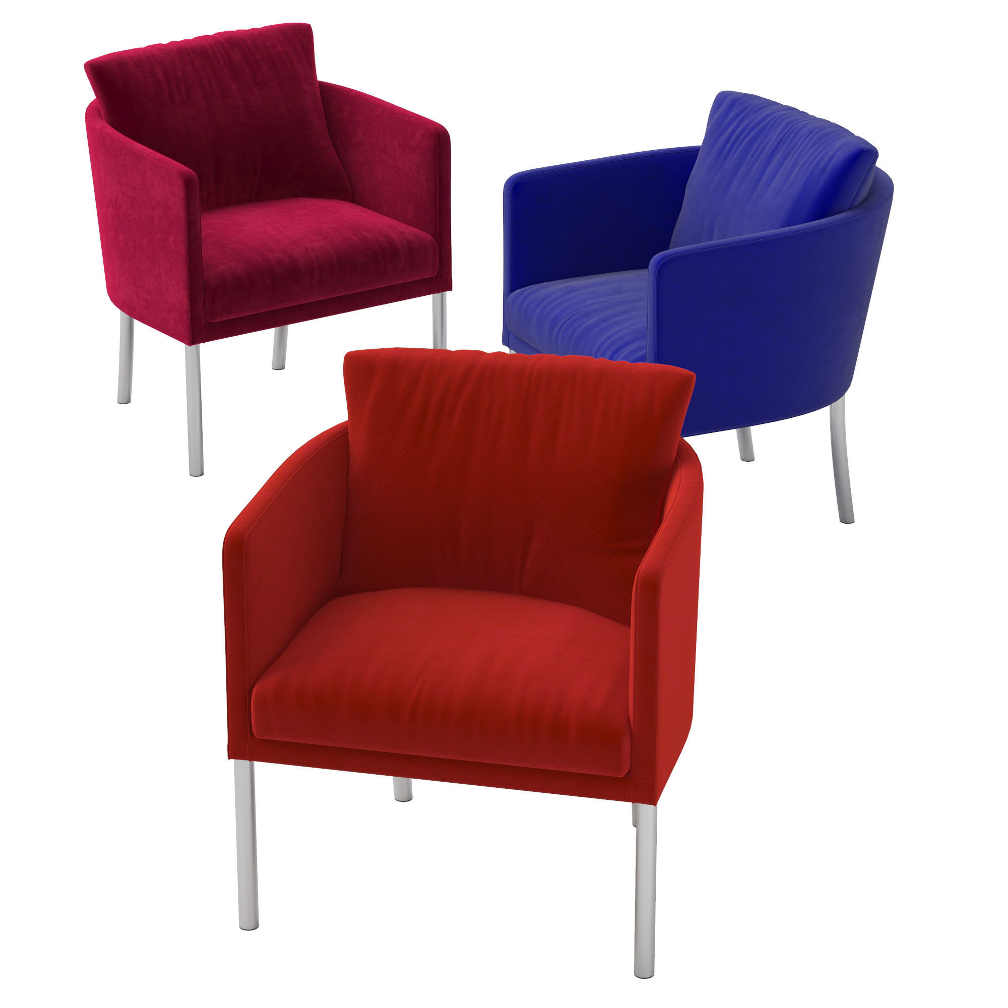 Cafe Soft Armchair Low-poly 3D model_4