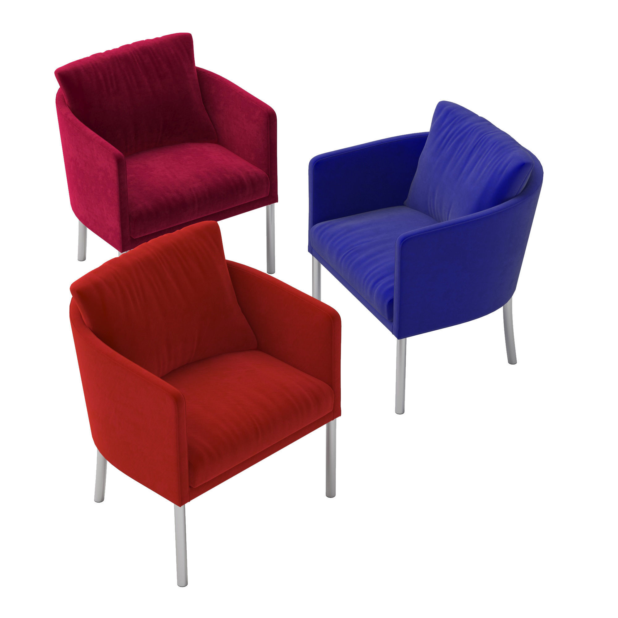 Cafe Soft Armchair Low-poly 3D model_2