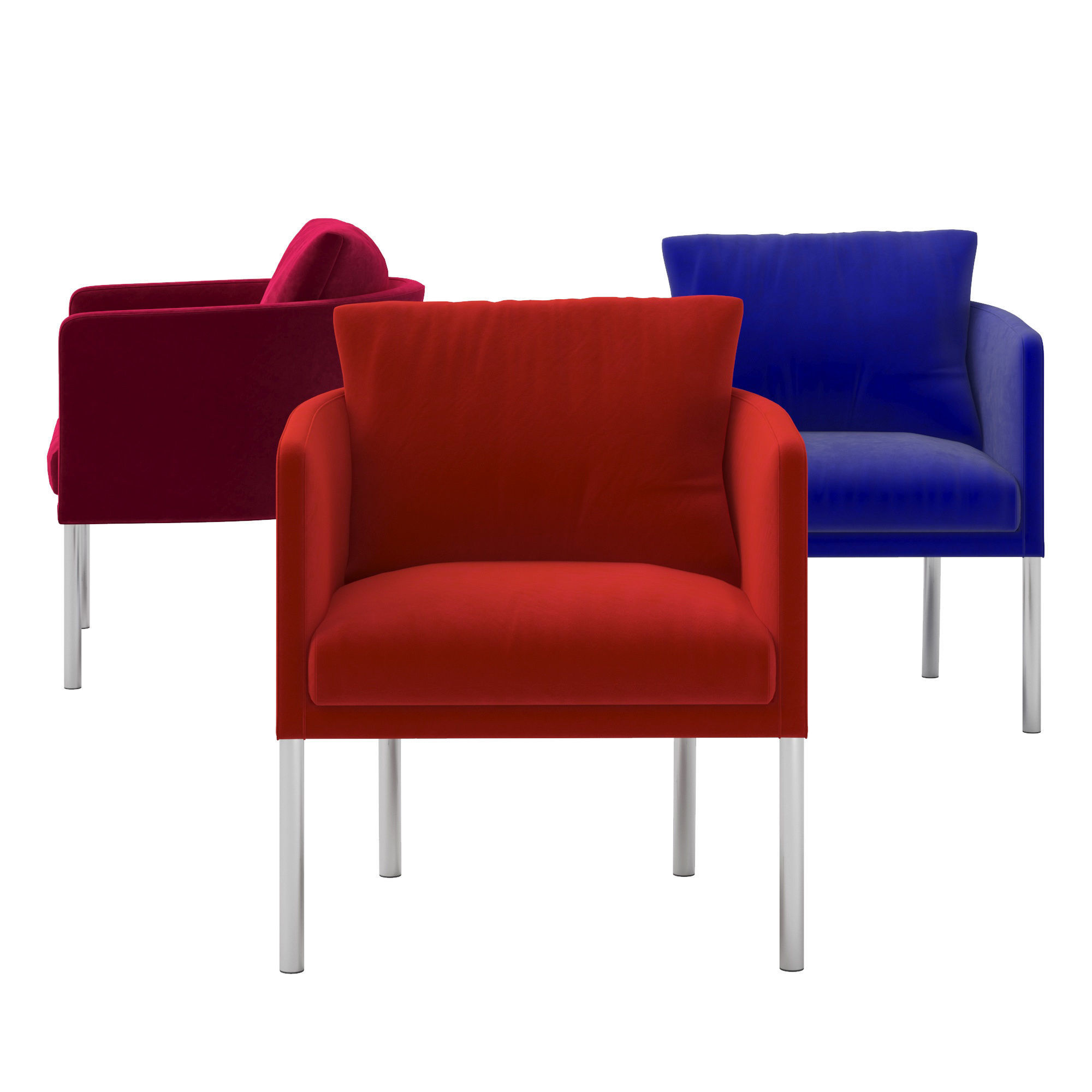 Cafe Soft Armchair Low-poly 3D model_1