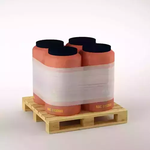 Plastic barrels on the pallet 3D model