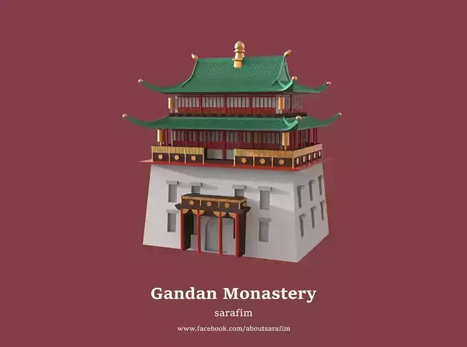 Gandan Monastery - Mongolia 3D model