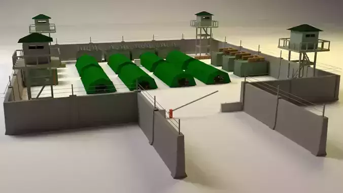 military base pack lowpoly for game and 3d print Free 3D model