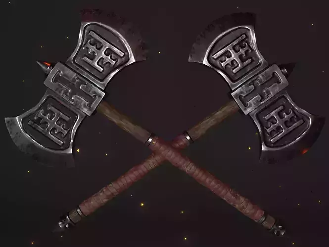 Cult Double-sided Battleaxe Low-poly 3D model