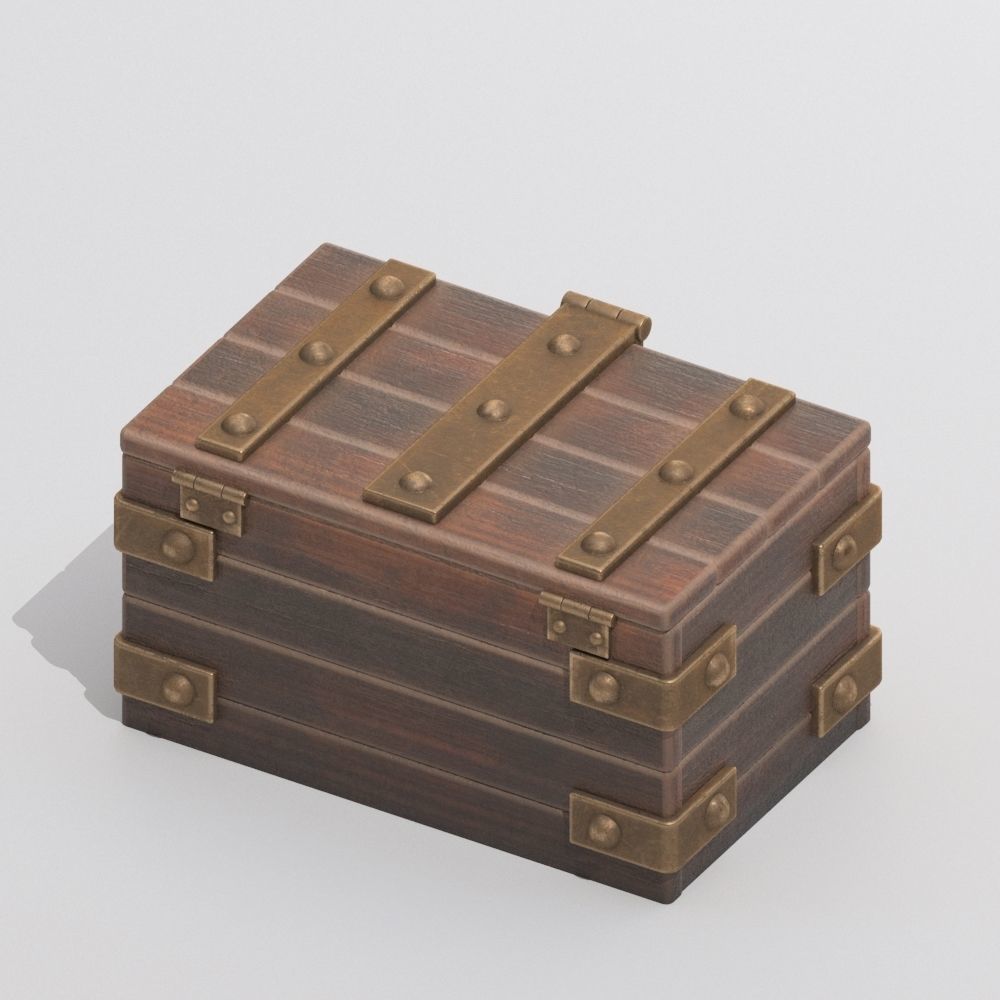 Wood box 3D model_2