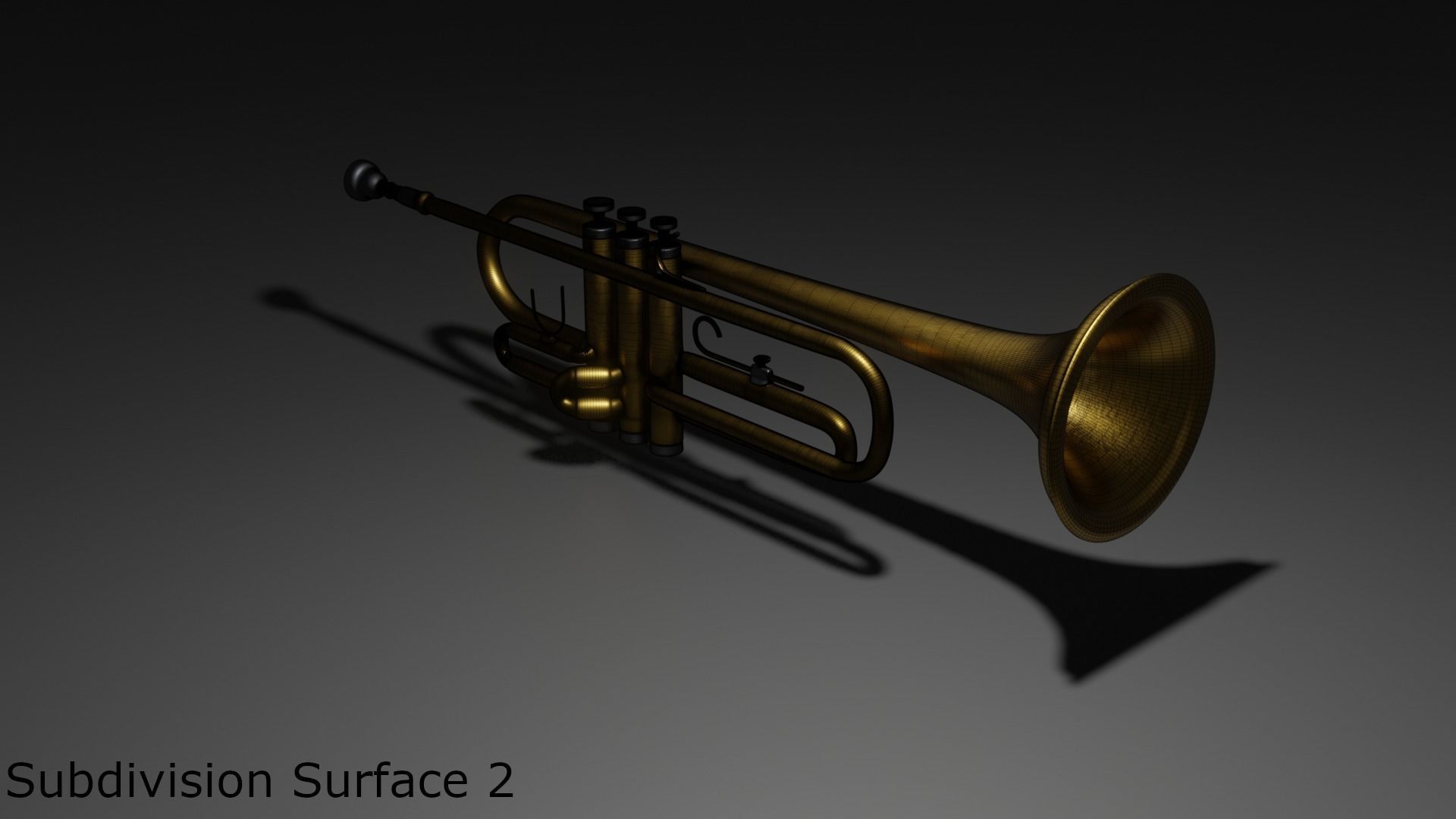 Trumpet 3D Model golden Free 3D model_6