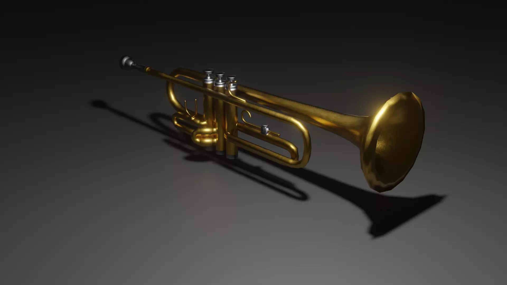 Trumpet 3D Model golden Free 3D model_0