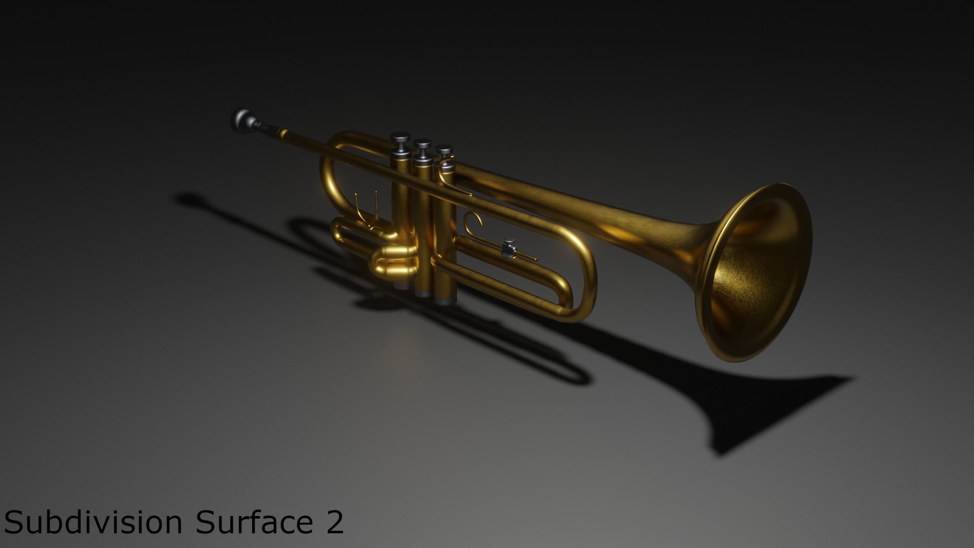 Trumpet 3D Model golden Free 3D model_5