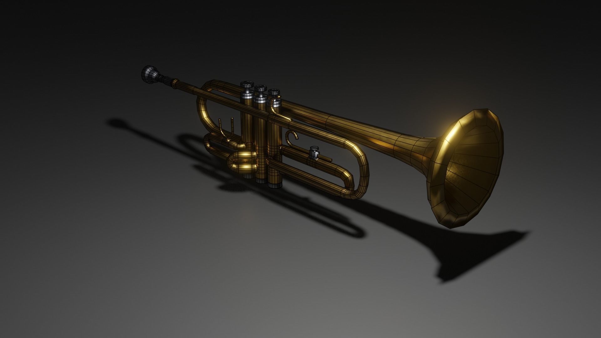 Trumpet 3D Model golden Free 3D model_2