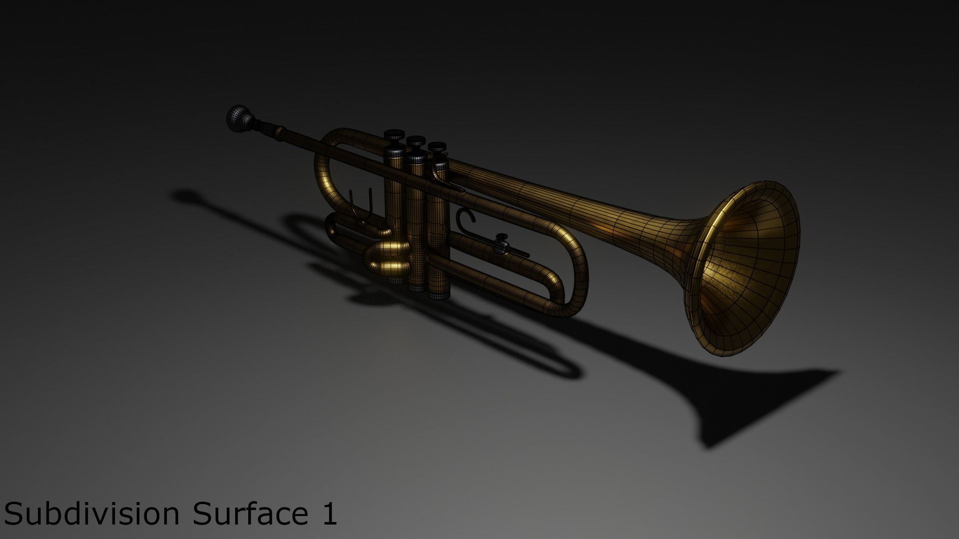 Trumpet 3D Model golden Free 3D model_4