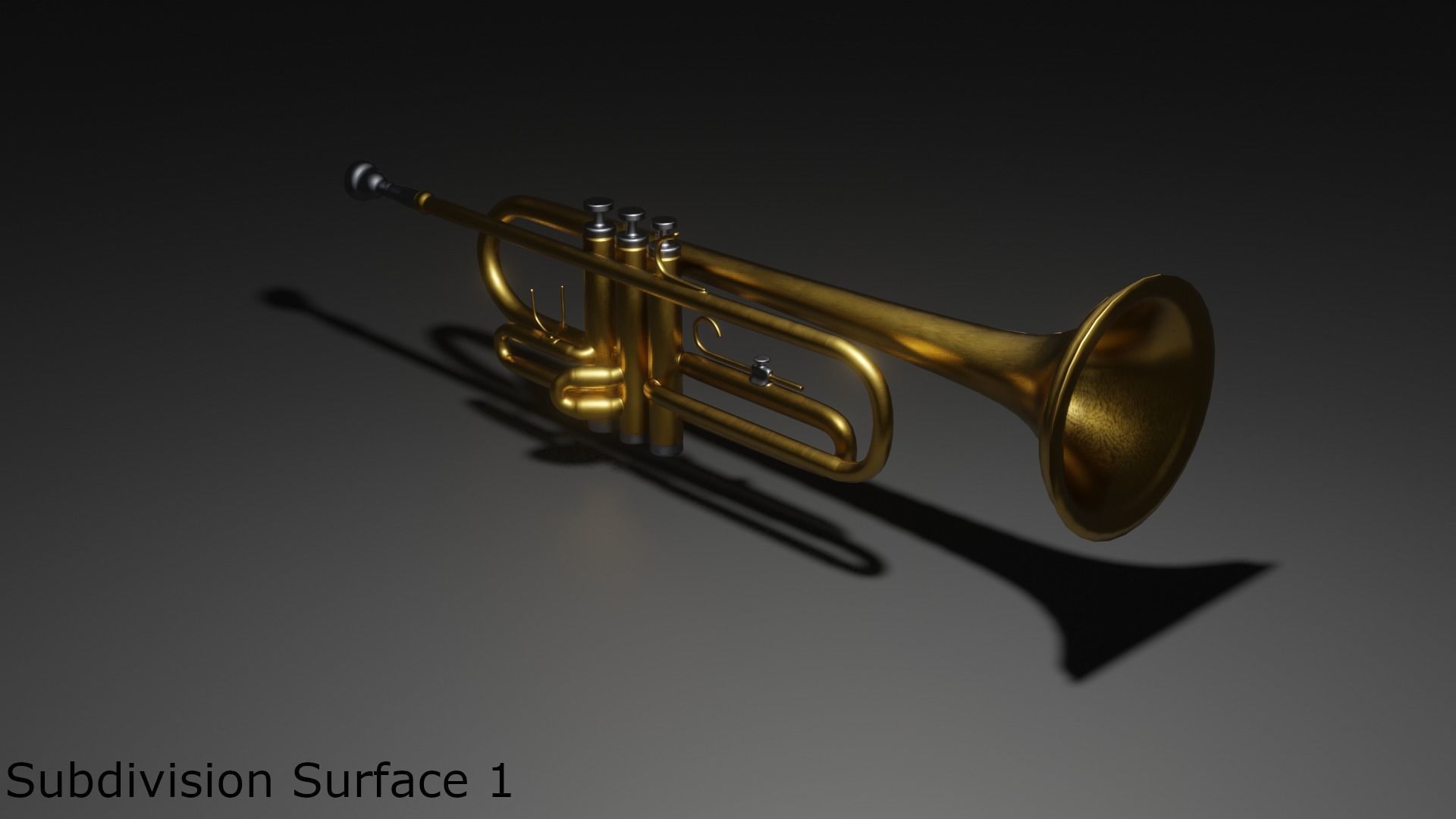 Trumpet 3D Model golden Free 3D model_3