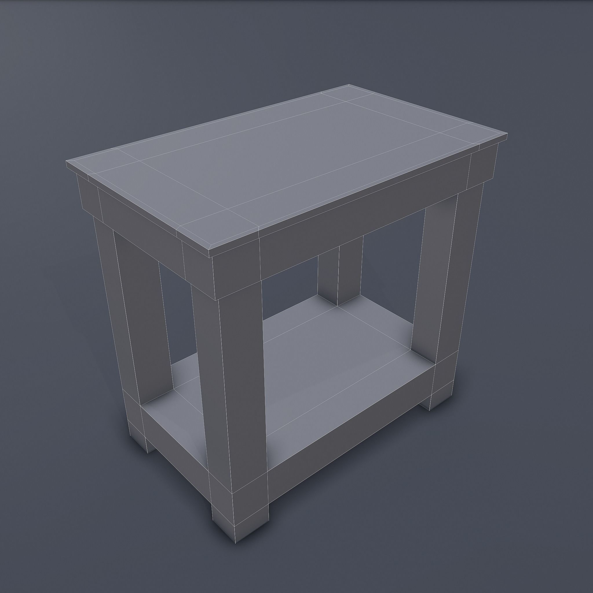 Wooden Bedside Table Low-poly 3D model_12