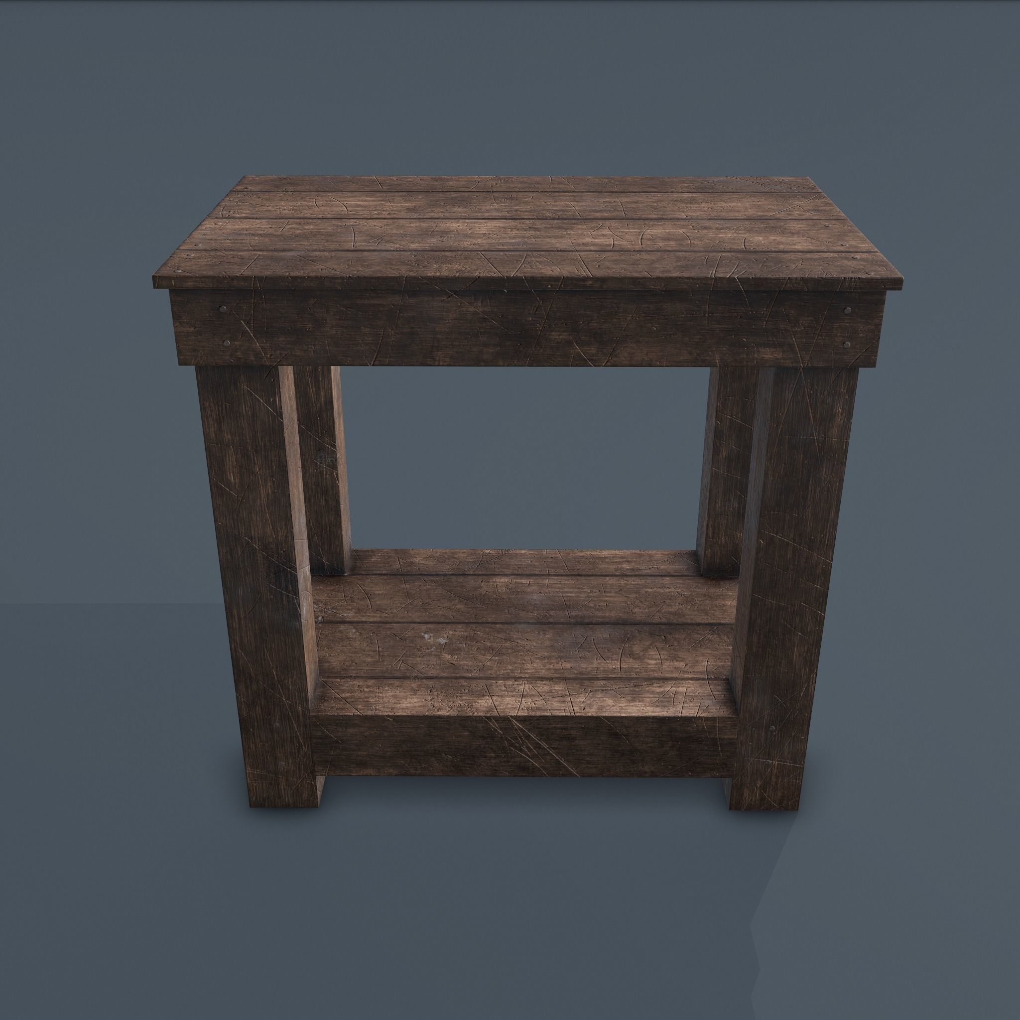 Wooden Bedside Table Low-poly 3D model_7