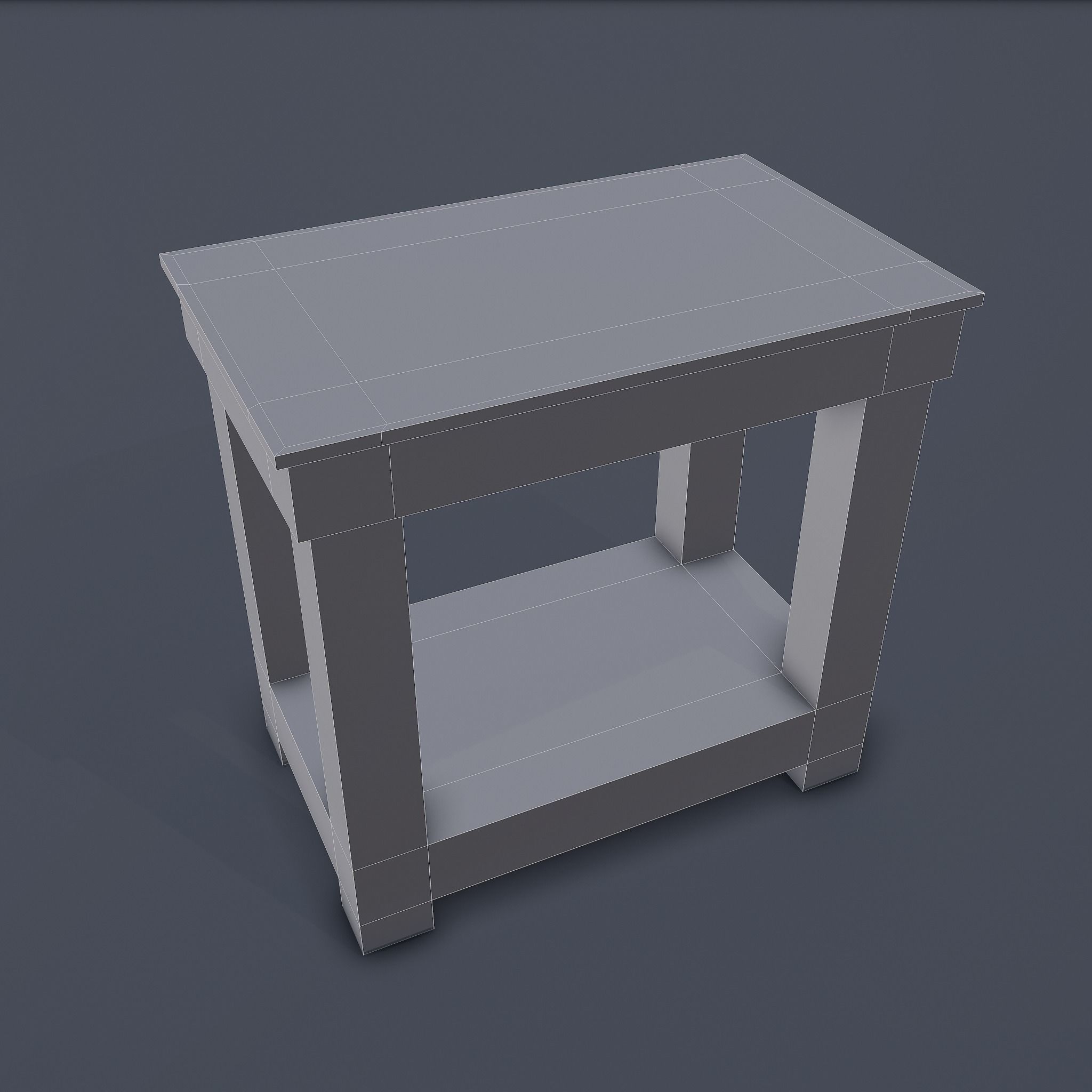 Wooden Bedside Table Low-poly 3D model_19