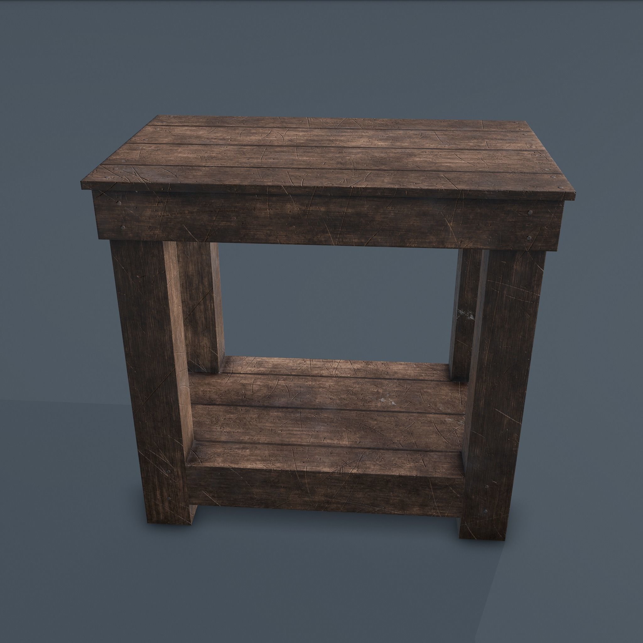 Wooden Bedside Table Low-poly 3D model_2