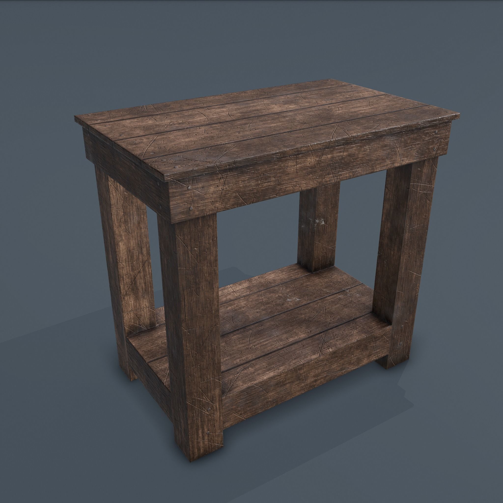 Wooden Bedside Table Low-poly 3D model_3