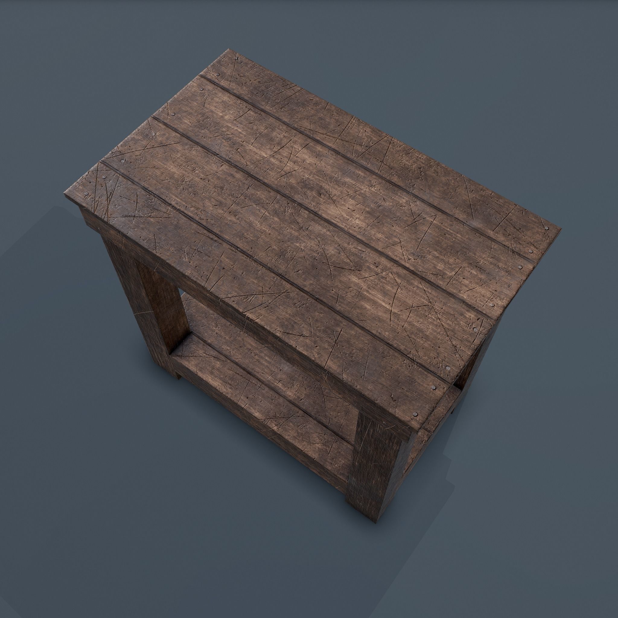 Wooden Bedside Table Low-poly 3D model_8