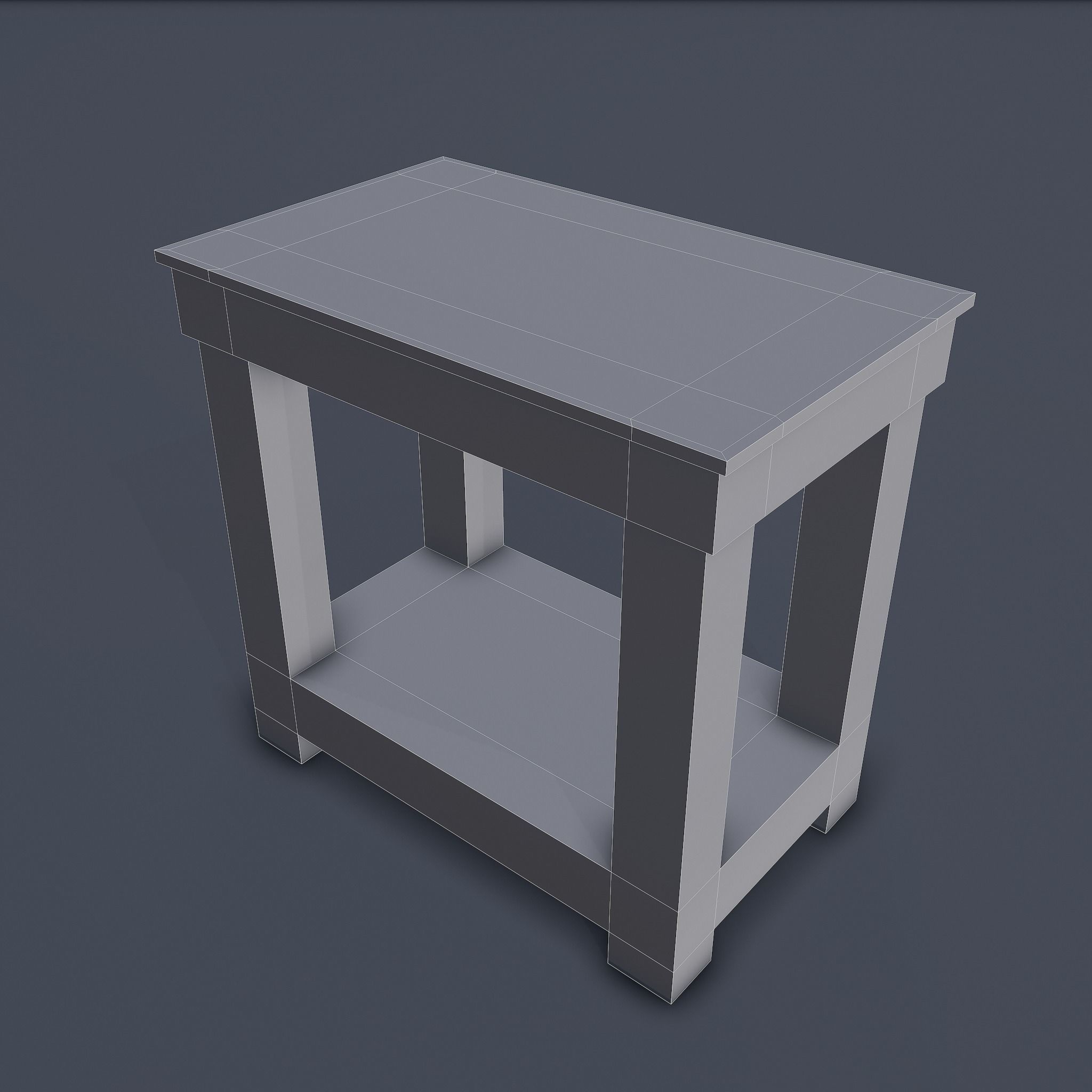 Wooden Bedside Table Low-poly 3D model_14