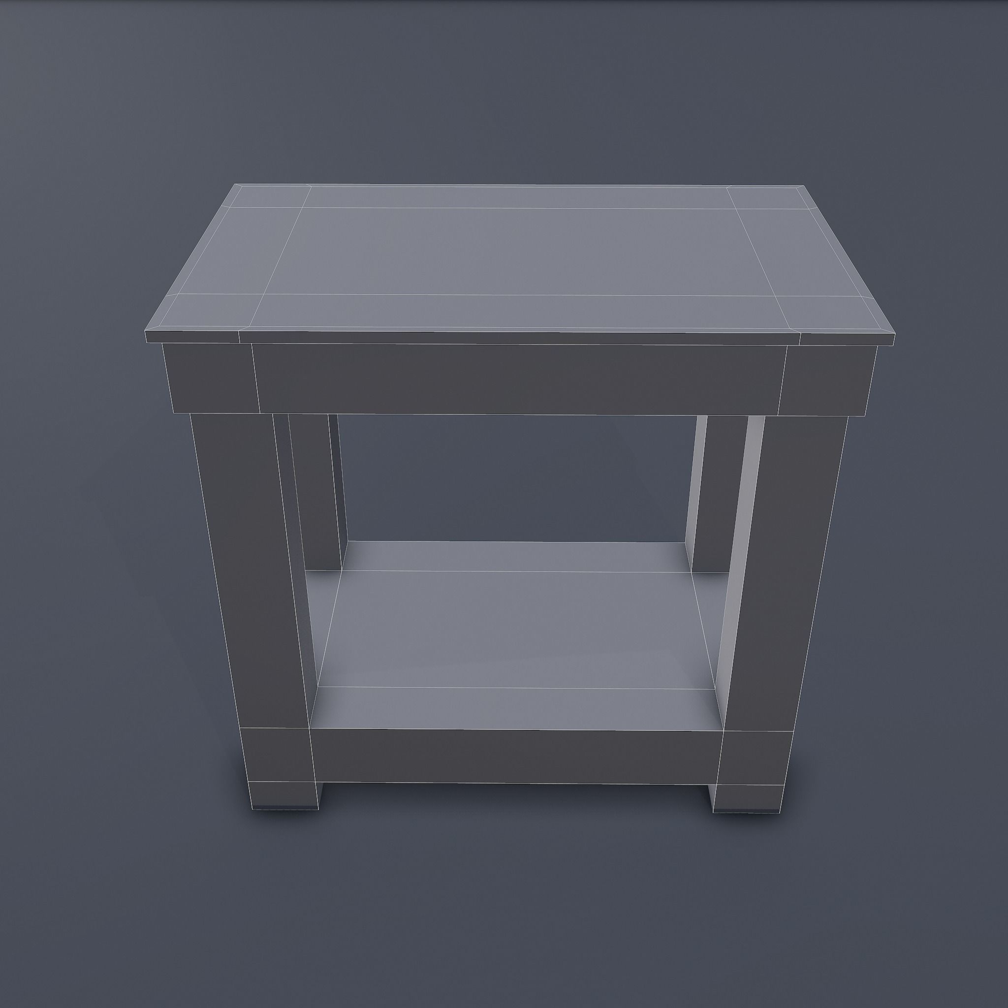 Wooden Bedside Table Low-poly 3D model_13