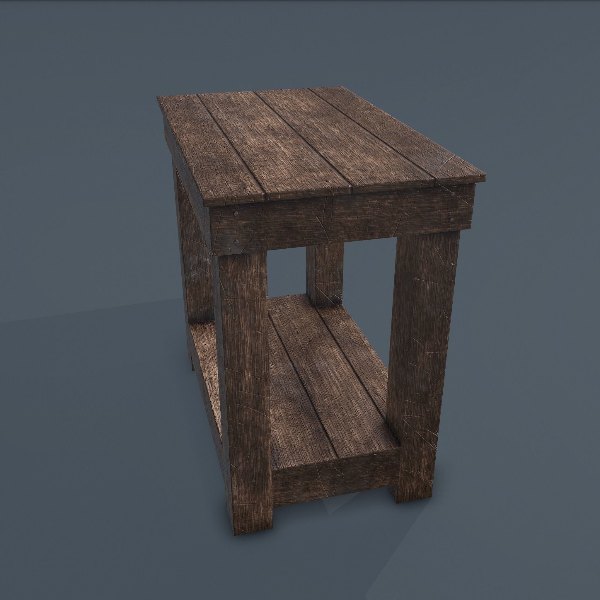 Wooden Bedside Table Low-poly 3D model_5