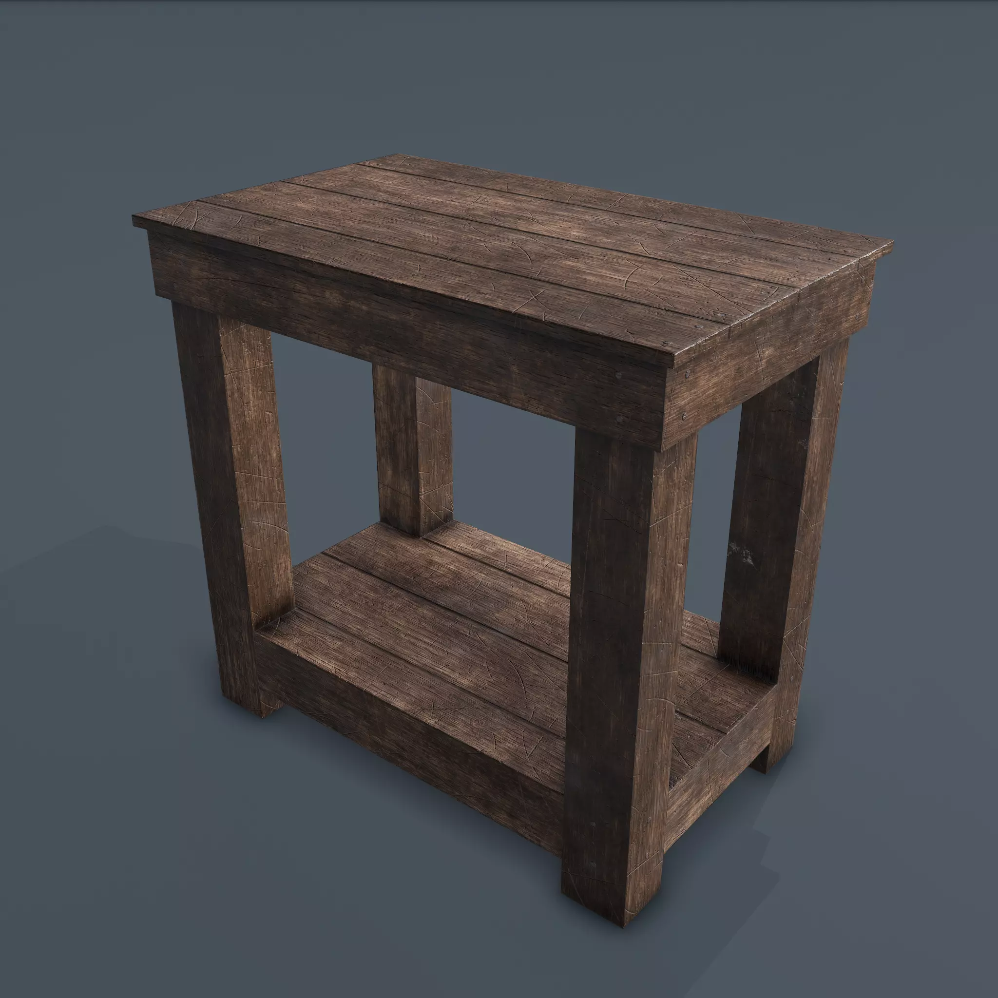 Wooden Bedside Table Low-poly 3D model_0