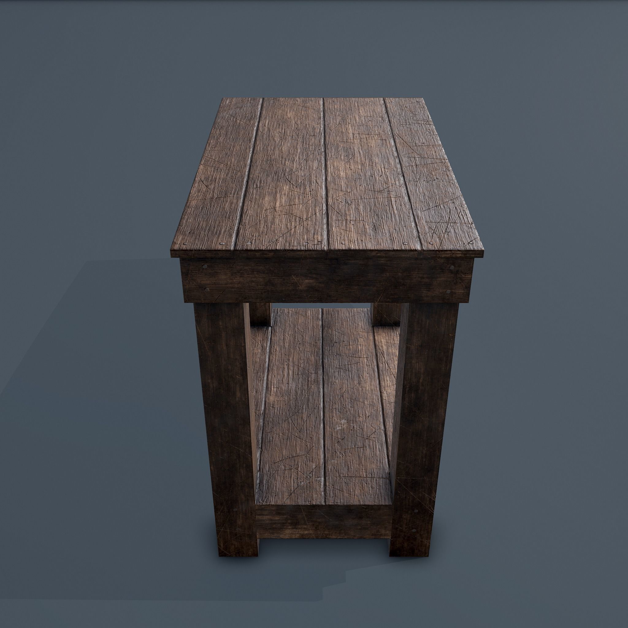 Wooden Bedside Table Low-poly 3D model_9