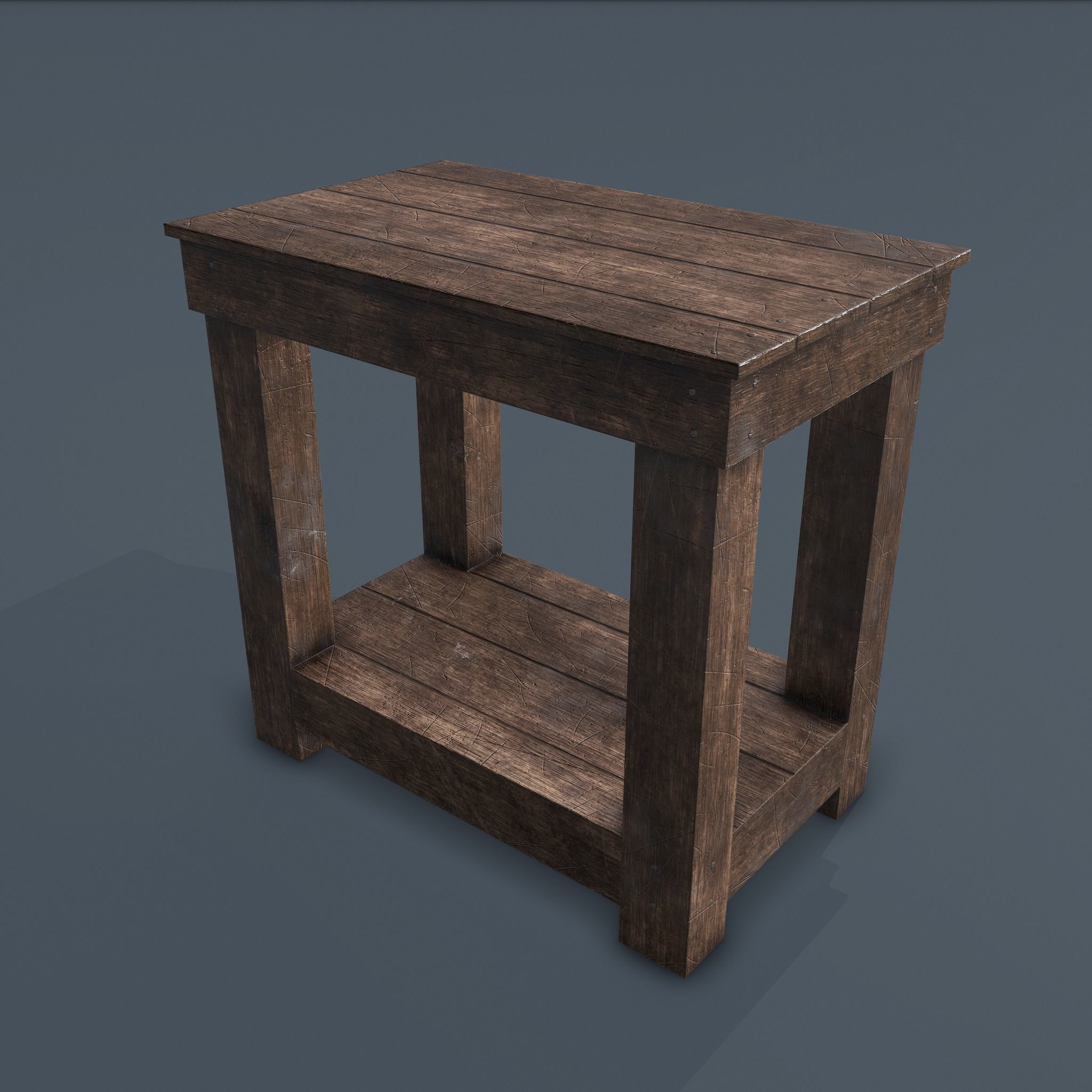Wooden Bedside Table Low-poly 3D model_6
