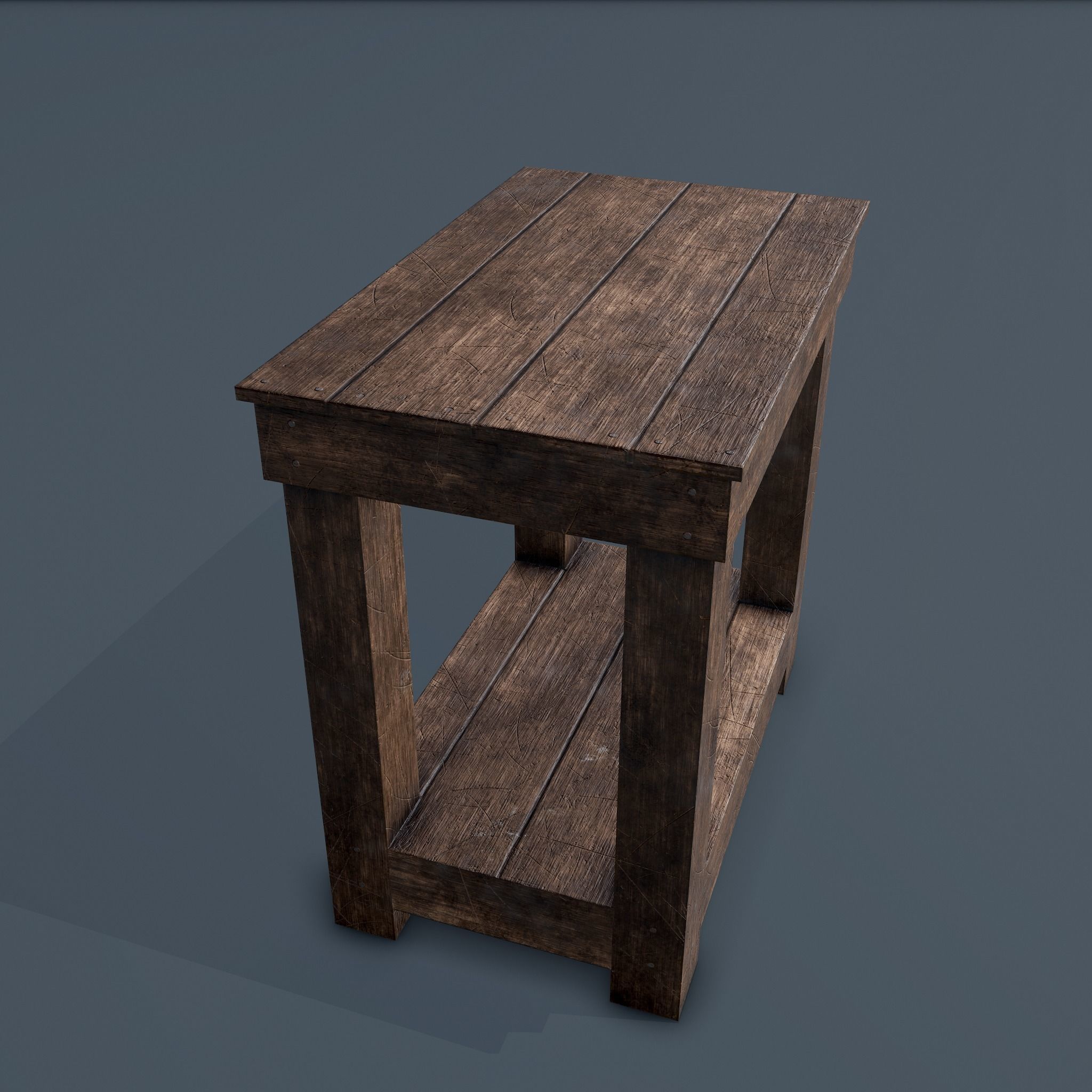 Wooden Bedside Table Low-poly 3D model_10