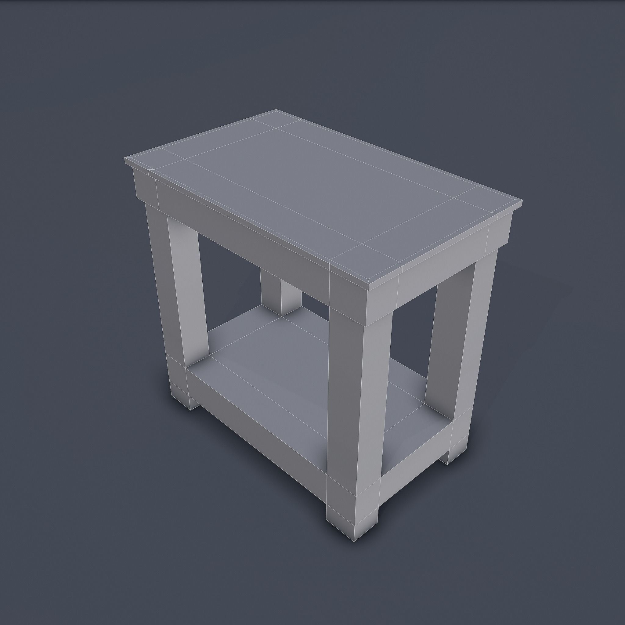 Wooden Bedside Table Low-poly 3D model_17