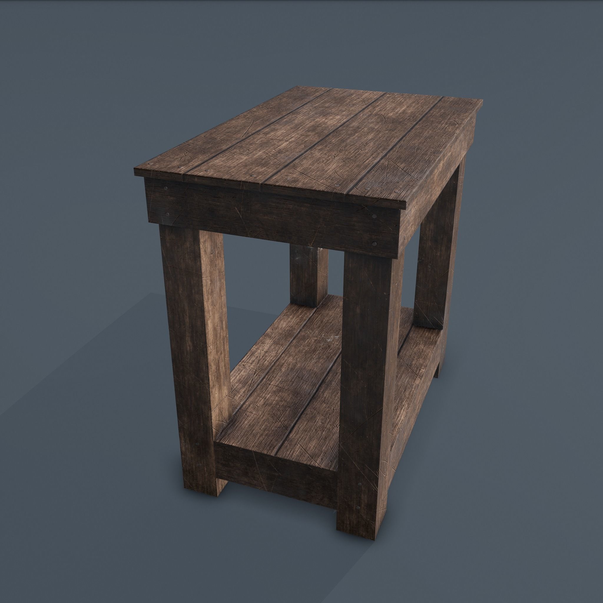 Wooden Bedside Table Low-poly 3D model_4