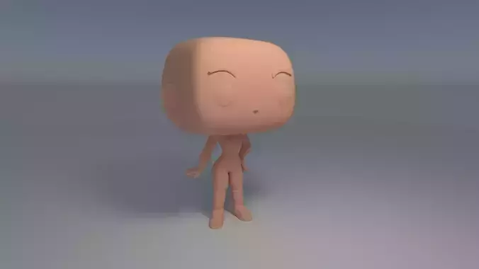 Custom Pop Female Standing Hairless Figure 3D Print Model 3D print model