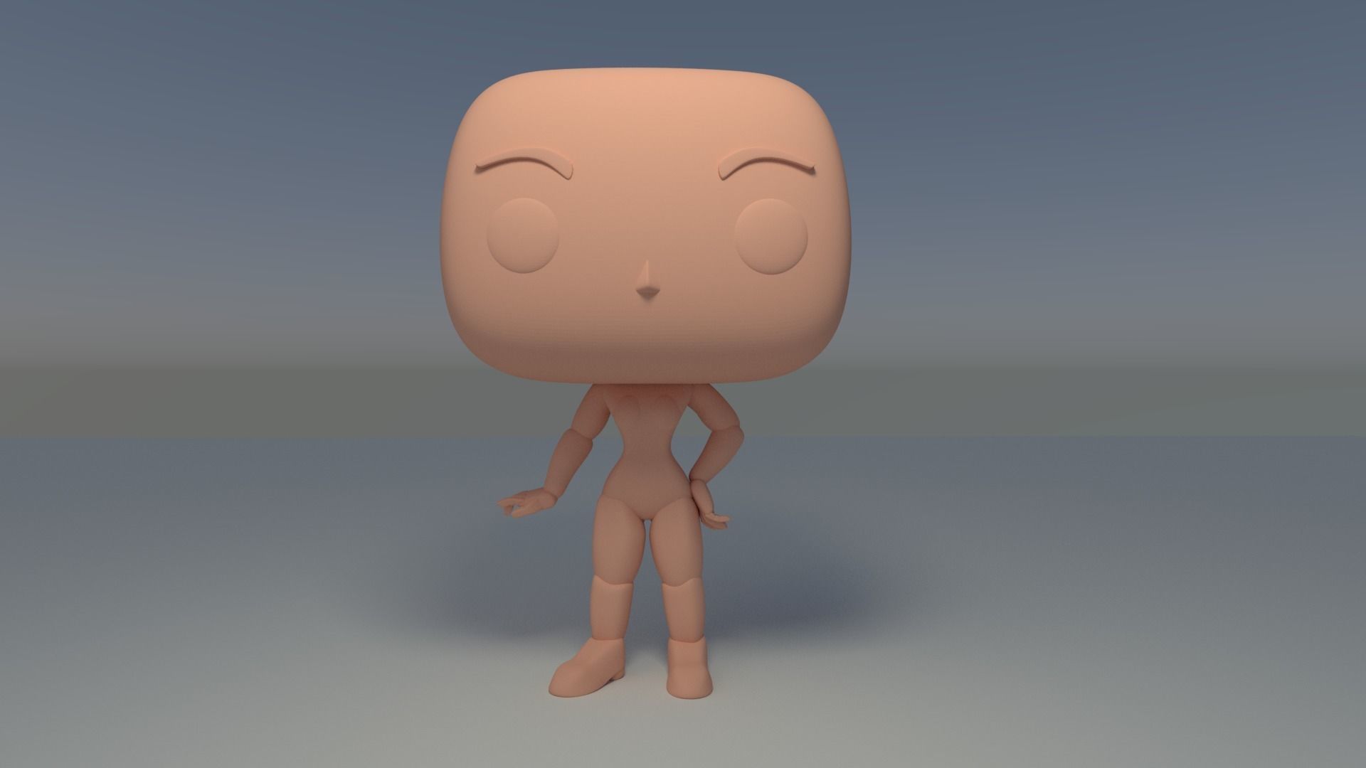 Custom Pop Female Standing Hairless Figure 3D Print Model 3D print model_3