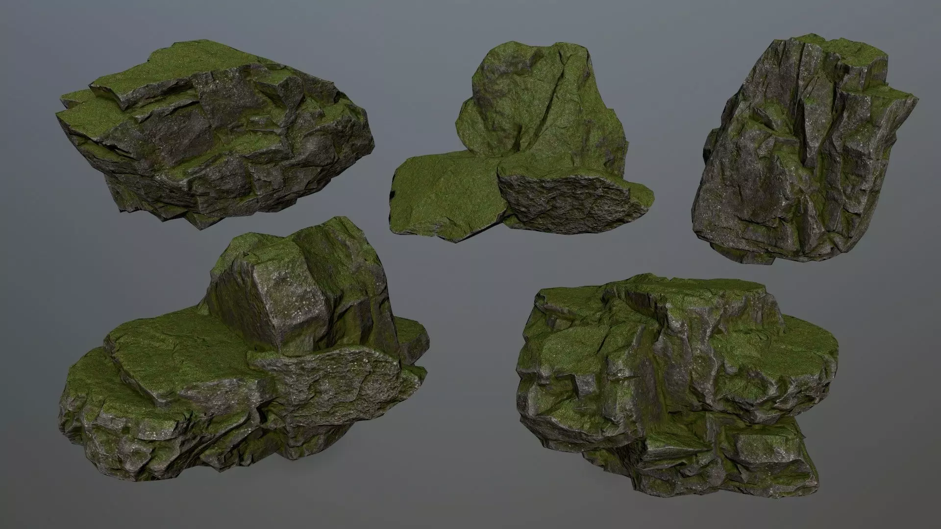 Rocks set 5 rock Low-poly 3D model_0
