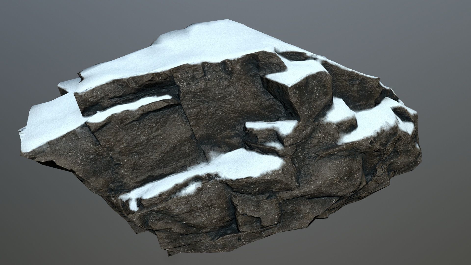 Rock set 6 covered in snow Low-poly 3D model_1