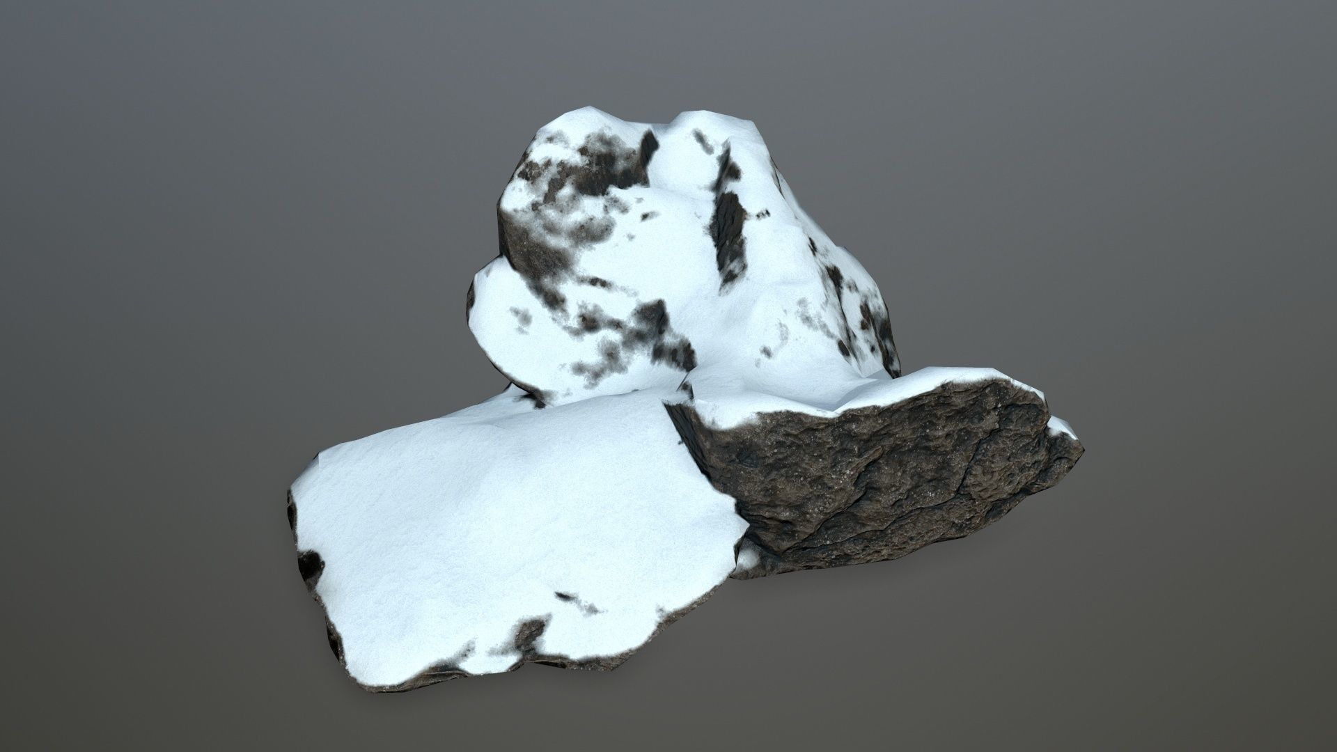 Rock set 6 covered in snow Low-poly 3D model_5