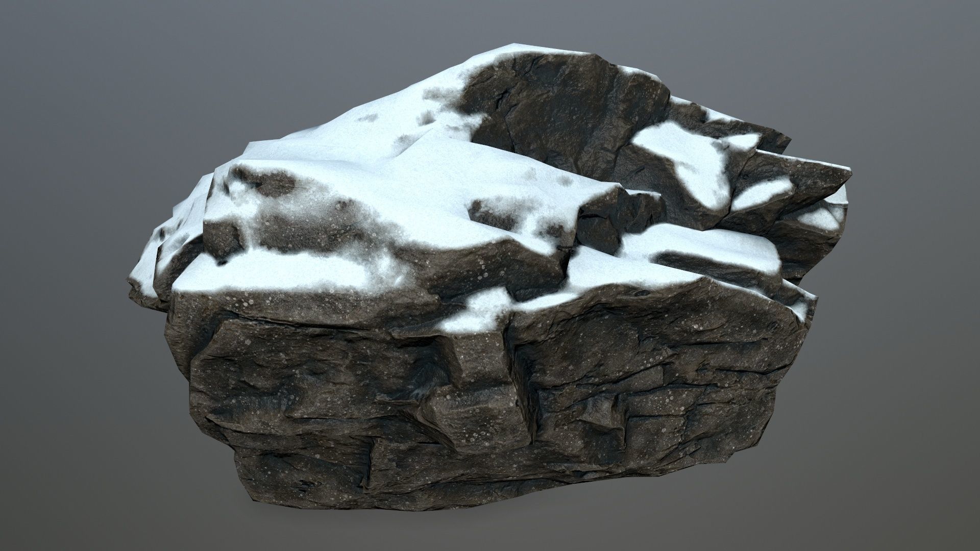 Rock set 6 covered in snow Low-poly 3D model_3