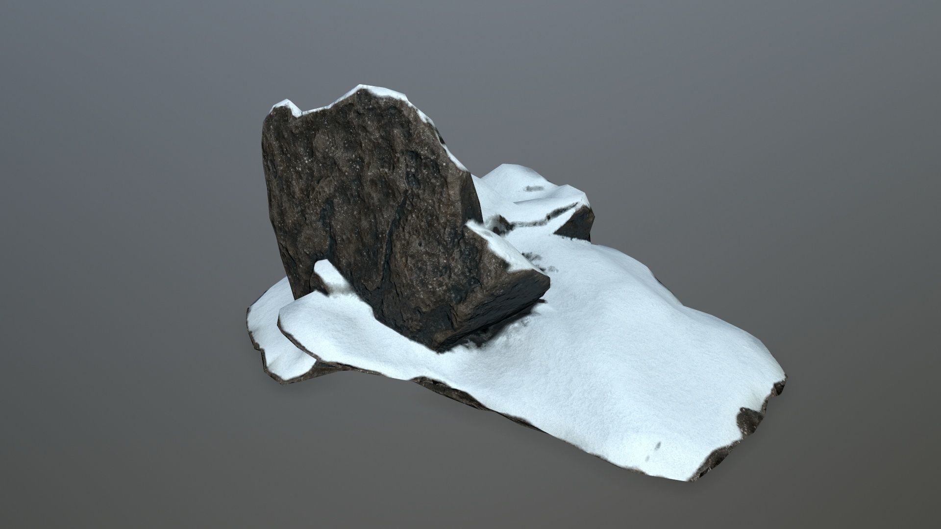 Rock set 6 covered in snow Low-poly 3D model_4