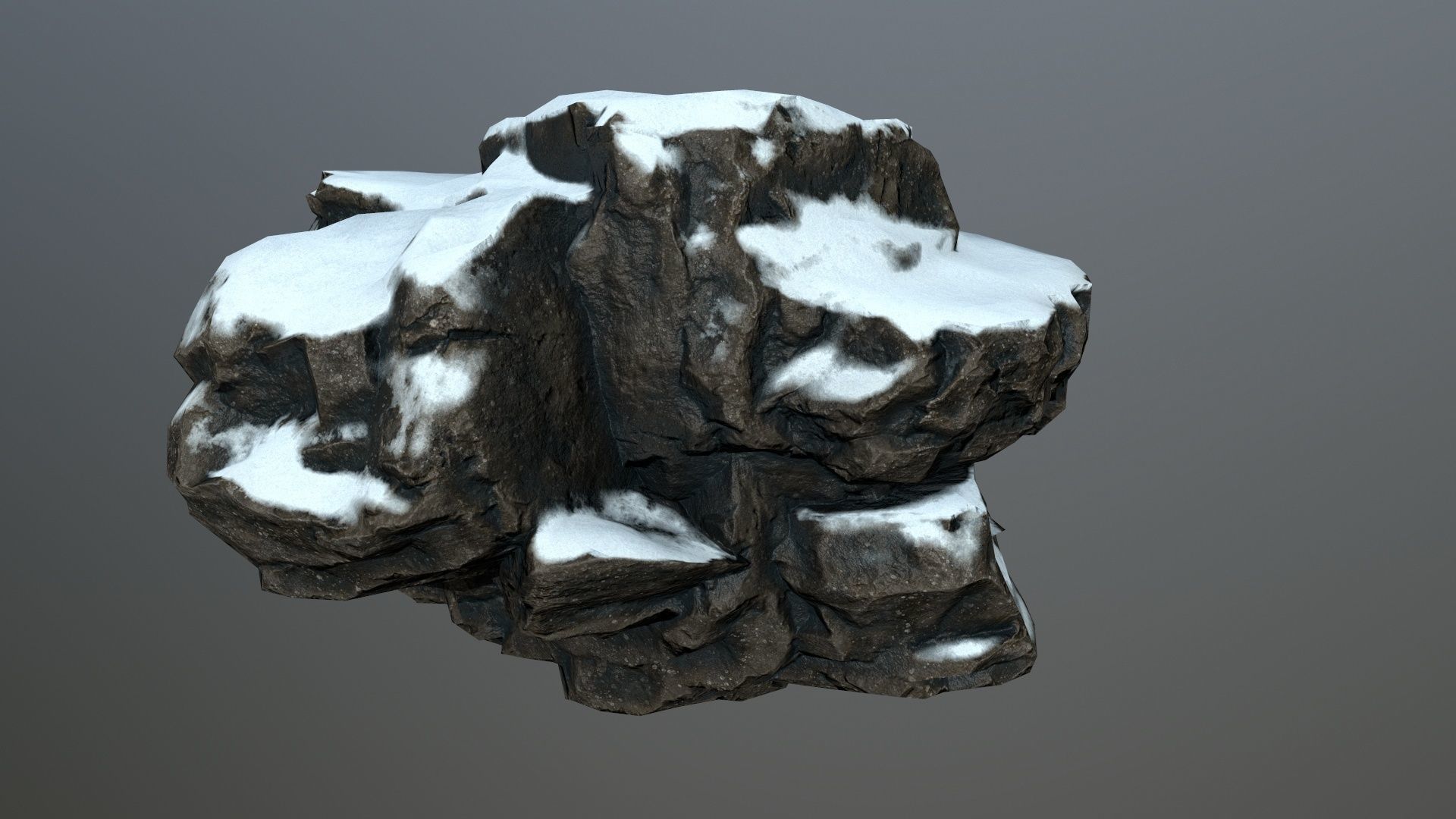 Rock set 6 covered in snow Low-poly 3D model_9