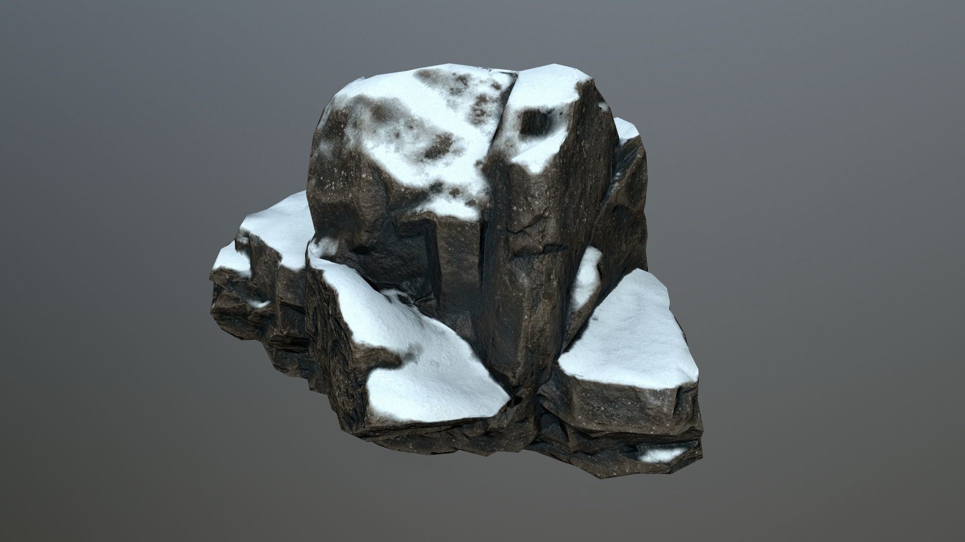 Rock set 6 covered in snow Low-poly 3D model_8