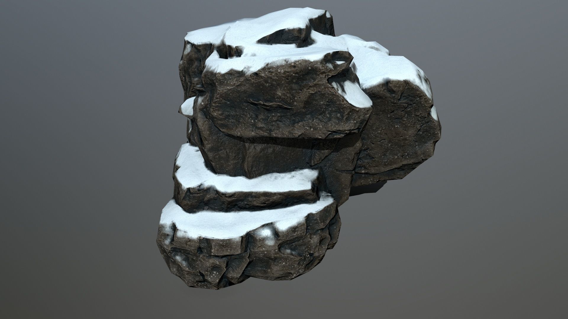 Rock set 6 covered in snow Low-poly 3D model_11