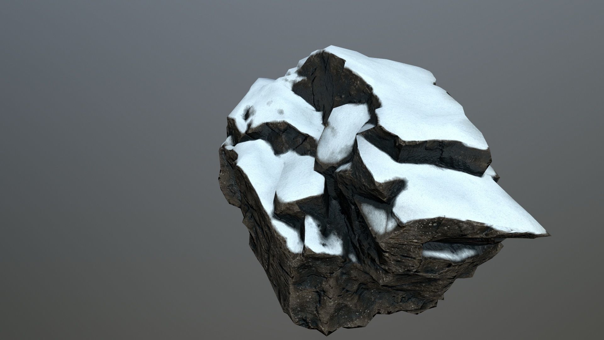 Rock set 6 covered in snow Low-poly 3D model_2