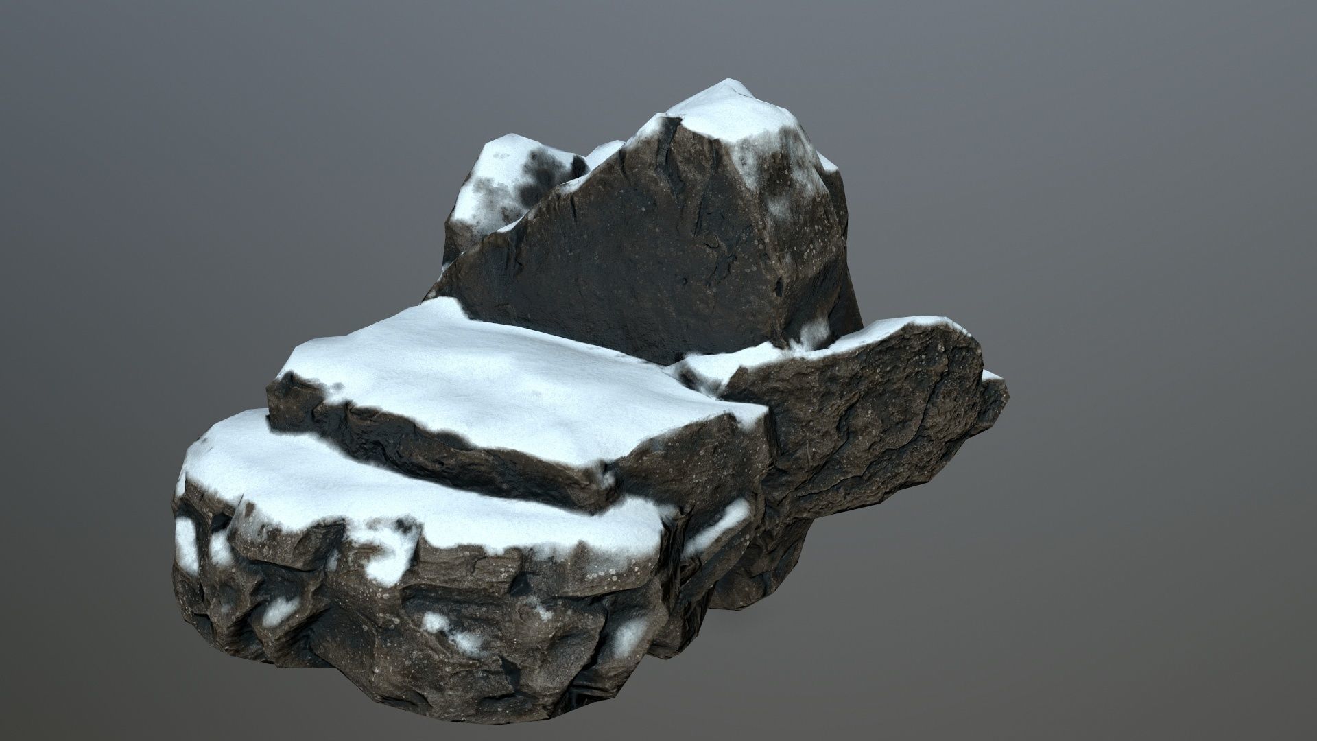 Rock set 6 covered in snow Low-poly 3D model_7