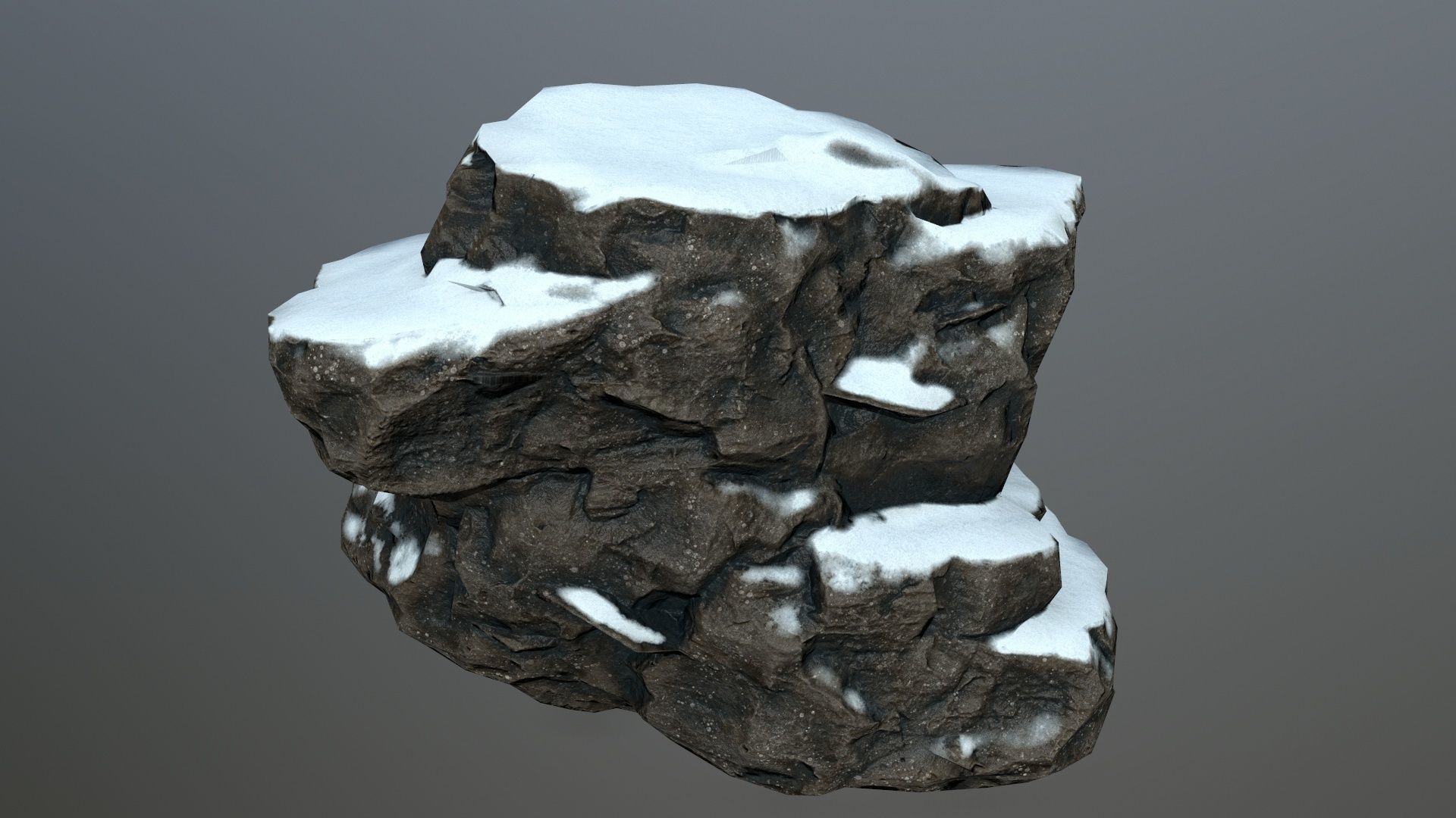 Rock set 6 covered in snow Low-poly 3D model_10