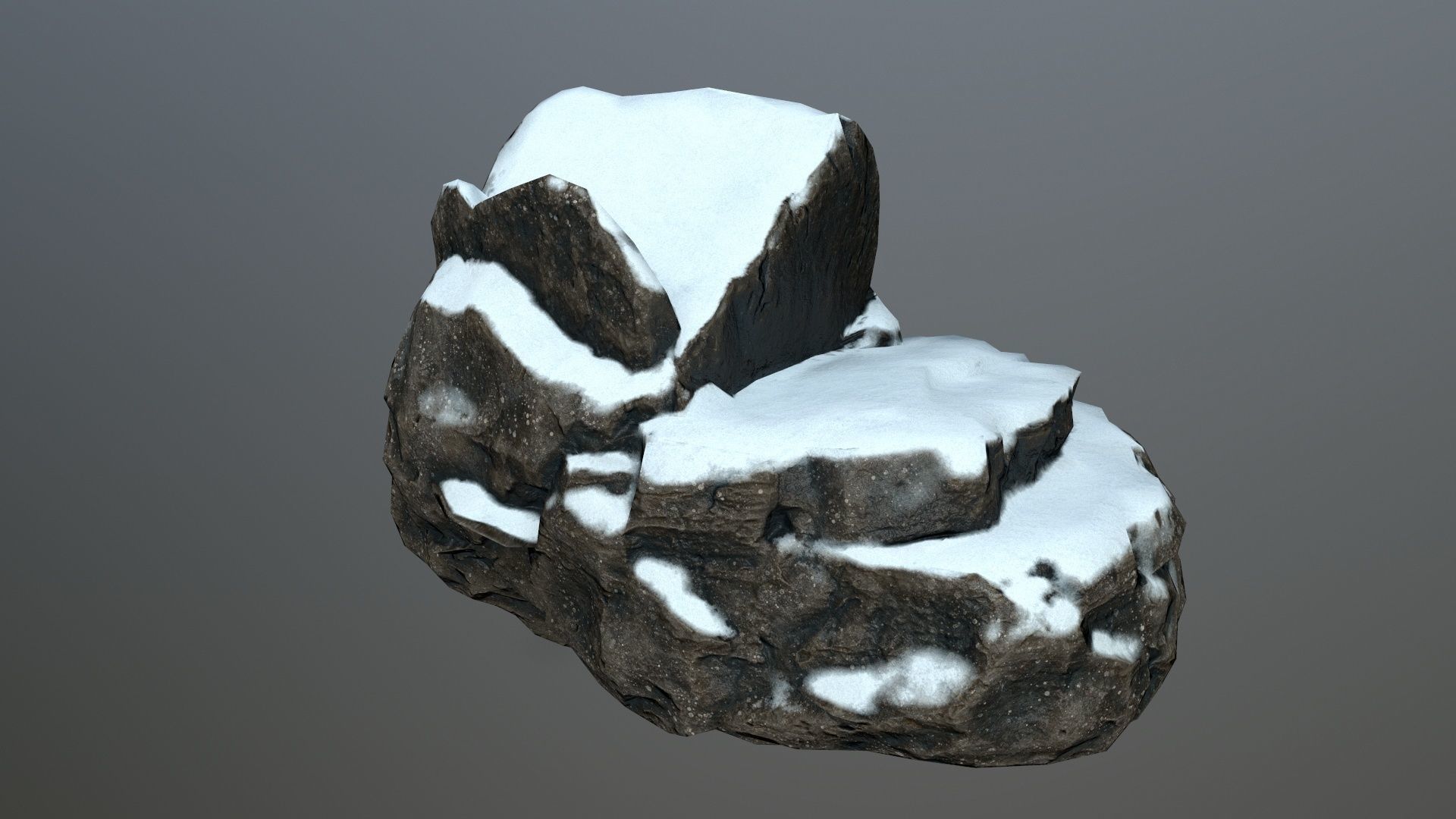 Rock set 6 covered in snow Low-poly 3D model_6